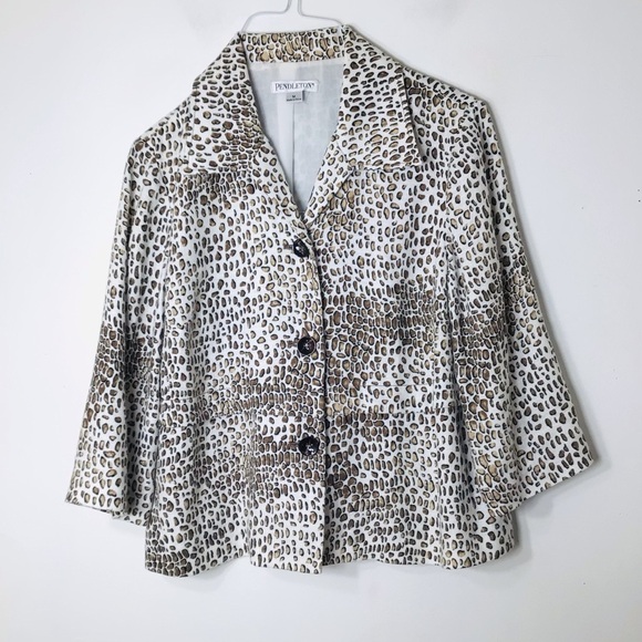 Pendleton jacket medium women linen animal print lightweight spring classic - Picture 9 of 9